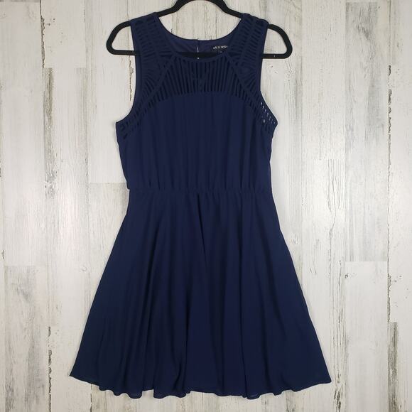 As U Wish Blue Sleeveless Lattice Cut-Out Dress 13 - Picture 1 of 9